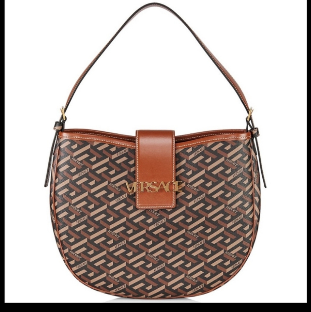 Versace Monogram Greca Coated Canvas Hobo bag w/Greca Printed Compact Zip Wallet - Picture 11 of 16